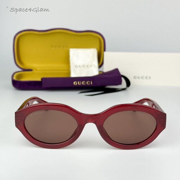 Gucci Women Sunglasses Fuchsia Brown Oval GG1579S 004 BRAND NEW main image 6